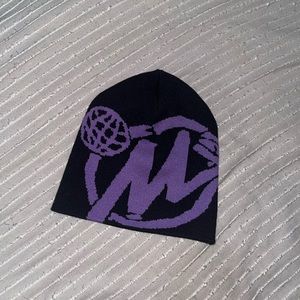 Purple and black beanie